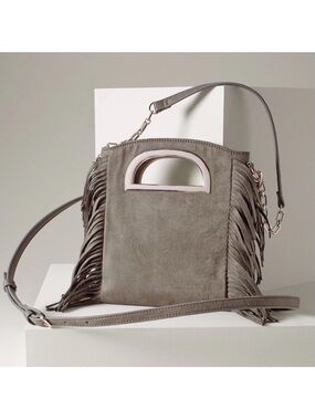 WHBM OLIVE FRINGED HANDBAG